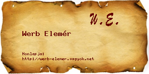 Werb Elemér névjegykártya